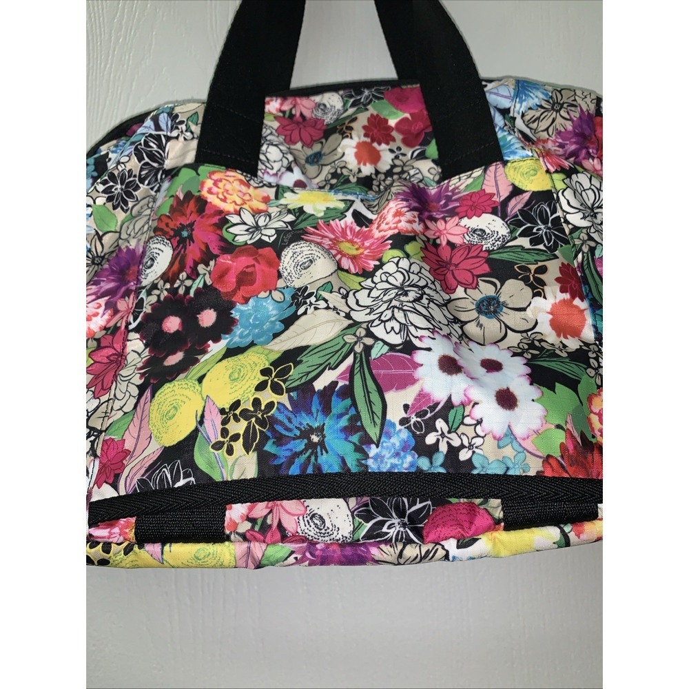 LeSportsac Vibrant Blooms Harper Bag Floral Nylon Tote Weekender Carry-On 16x13 - Picture 2 of 7